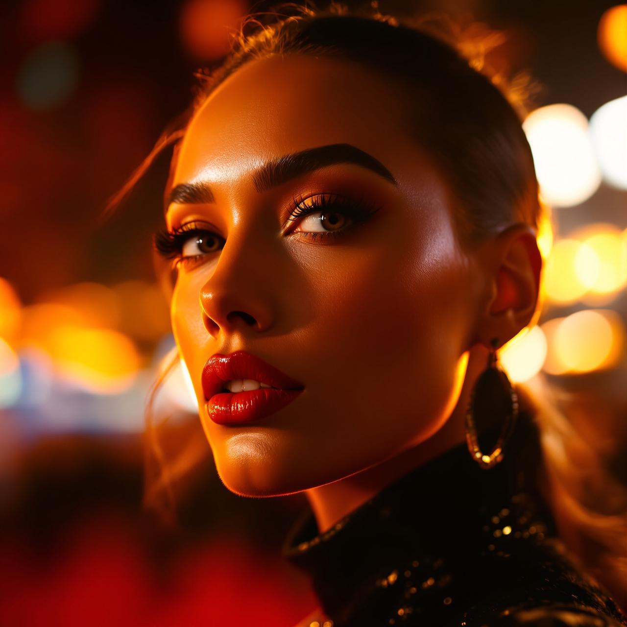 女星出席品牌活动面部近照